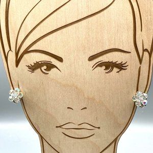 Vintage Crystal Bead Cluster Earrings, Sparkling Floral Clip Ons